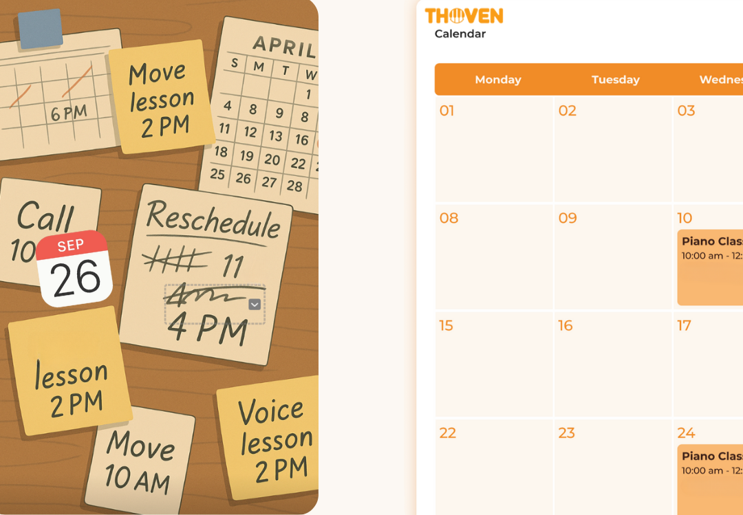 Traditional scheduling vs Thoven's digital calendar interface